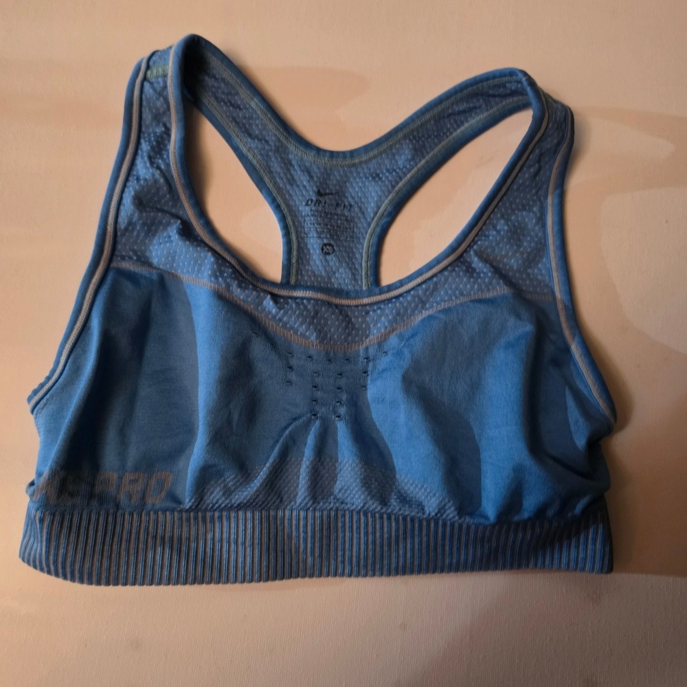 Nike Pro Dri-FIT Blue Mesh Racerback Sports Bra Womens Size XS